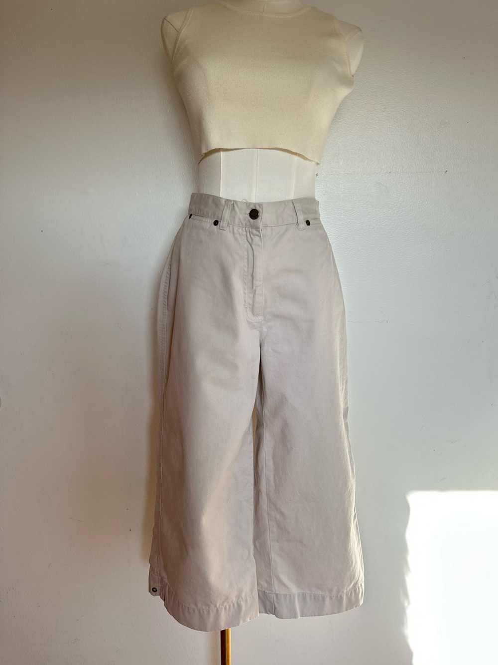Vtg Jones New York Khaki Wide Leg Cropped Pants Capri Chino Egypt Cotton 6
